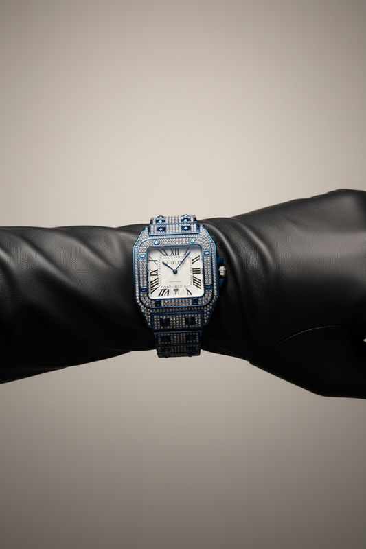 Luxury Watch on Black Glove - Full View